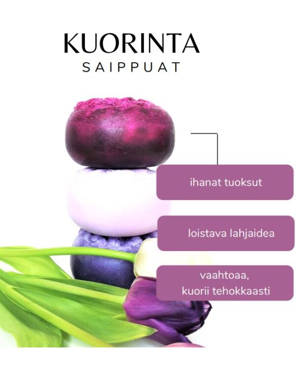 Kuorintasaippuavalikoima