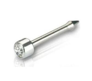 Blomdahl Silver Titanium NOSE Long Mini Bezel 3mm Crystal, 1kpl