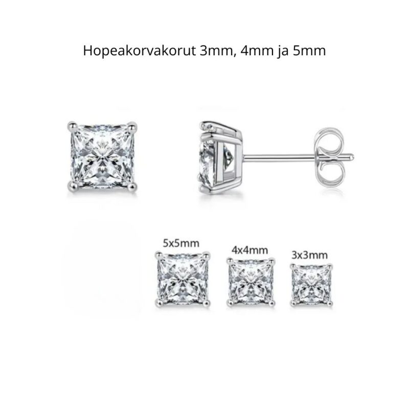 Hopeakorvakorut 3mm, 4mm ja 5mm