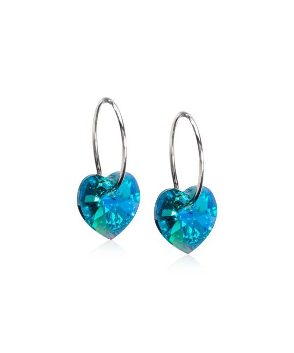 CJ Natural Titanium Ear Ring 14mm Heart Turquoise pari