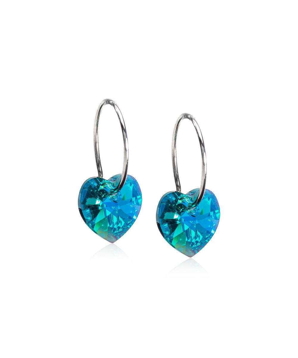 CJ Natural Titanium Ear Ring 14mm Heart Turquoise pari